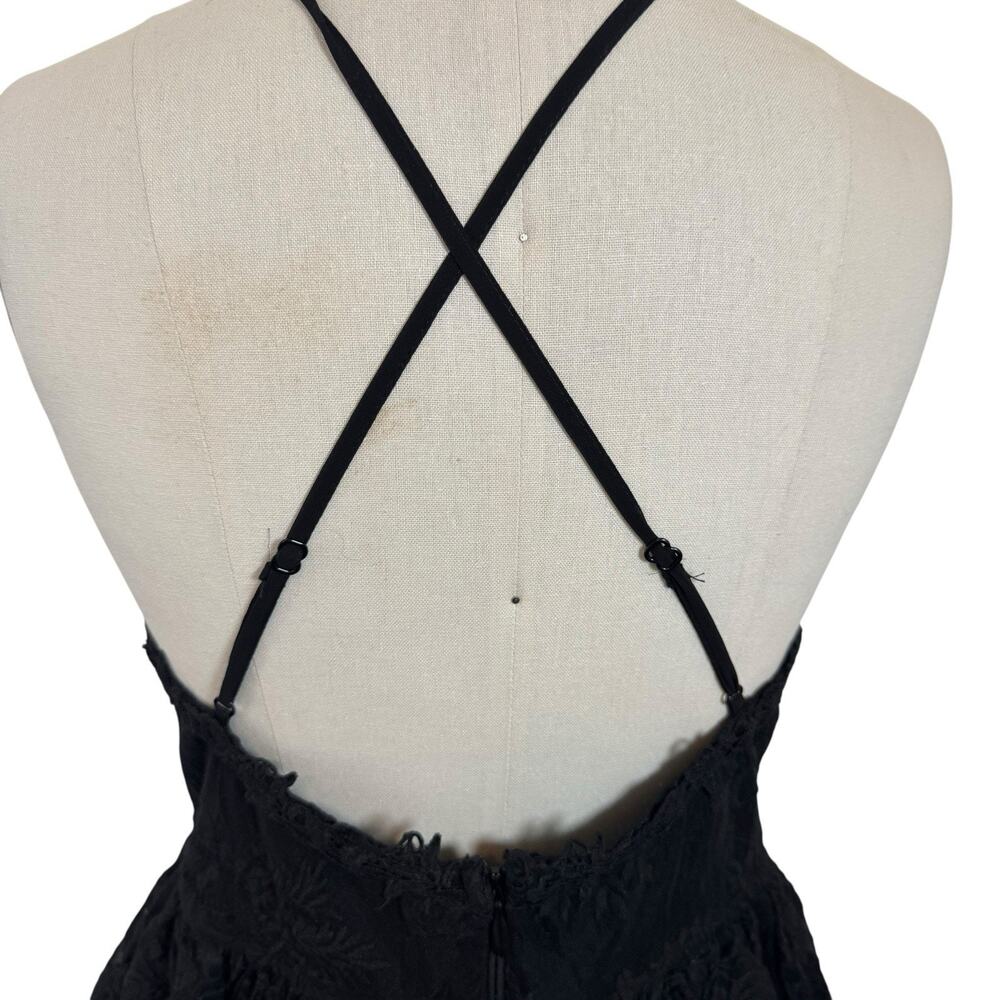 NEW Maniju Lulus Romantic Interlude Black Embroidered Lace Skater Dress Medium - Picture 10 of 16